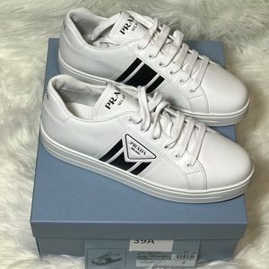 PRADA Calzature Donna Logo Stripe Leather Sneakers